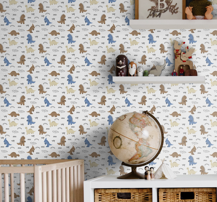 Dinosaur Patterns nursery room wallpaper - TenStickers