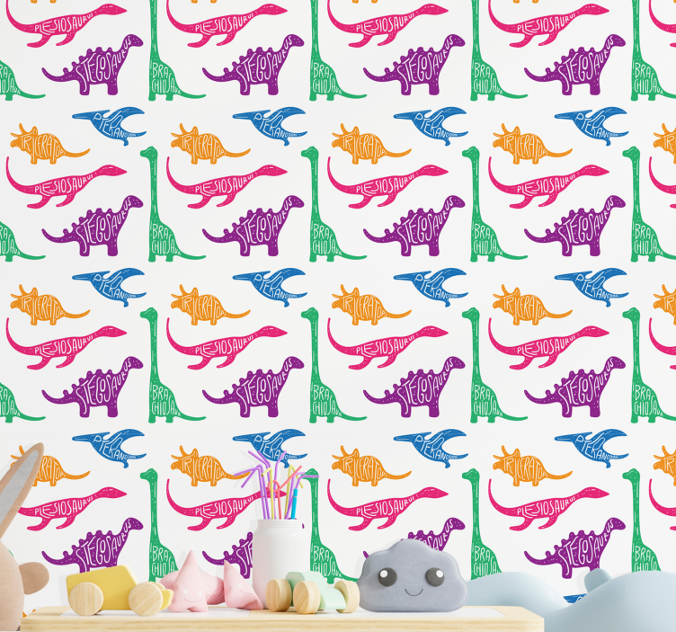 Dinosaur Sketch Pattern dinosaurs wallpaper - TenStickers