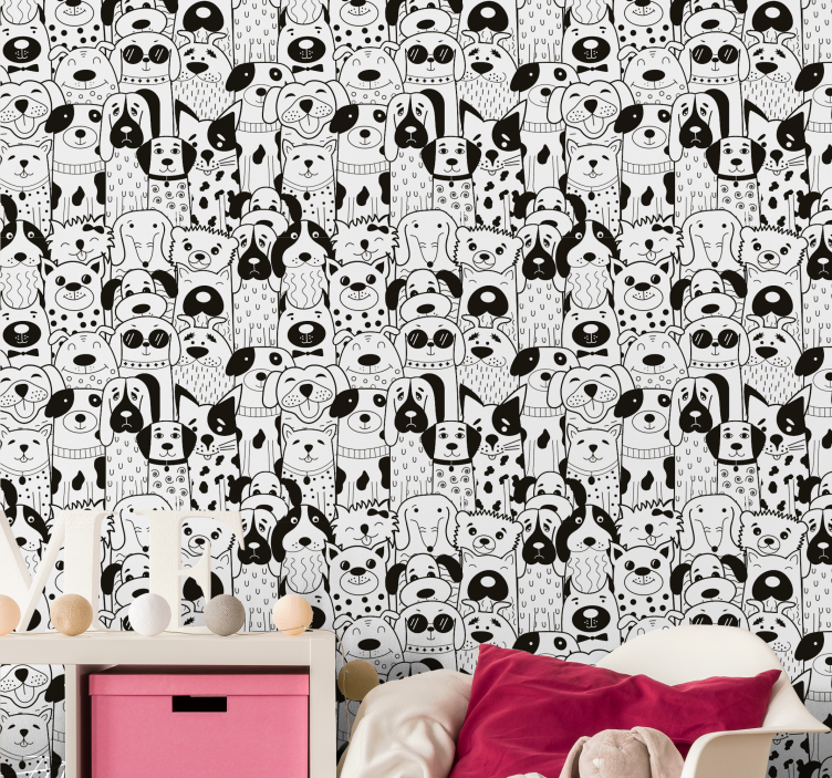 Dogs Pattern Animal Wallpaper - TenStickers