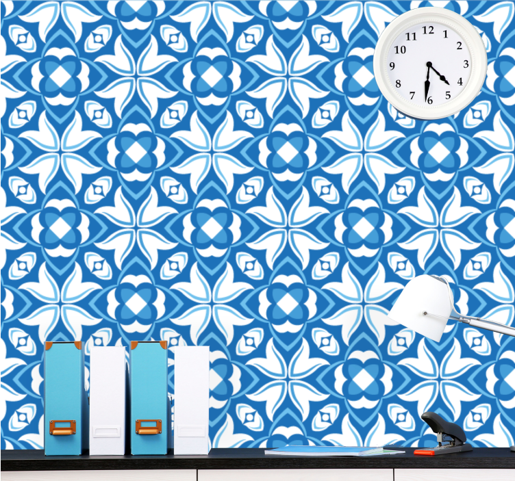 Elegant Blue Patterns tile effect wallpaper - TenStickers