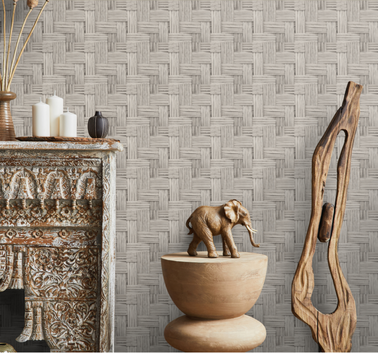 Gray wicker pattern textured wallpaper - TenStickers