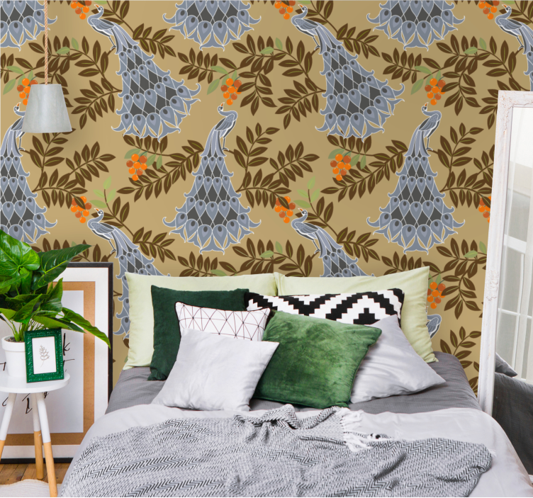 Elegant fowl design birds in wallpaper - TenStickers