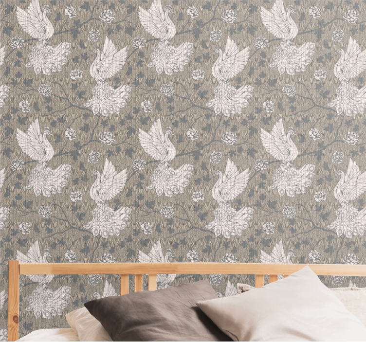 Elegant Swans Design birds in wallpaper - TenStickers