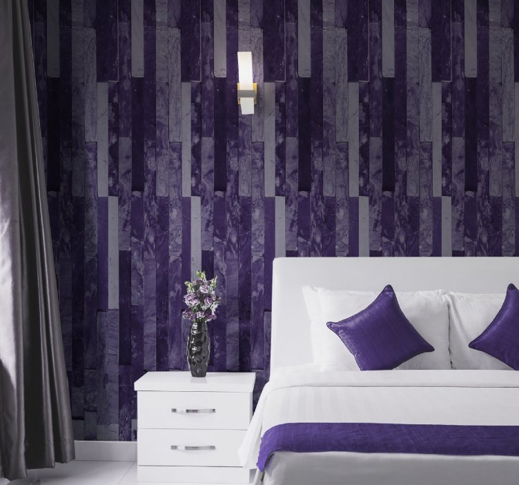 Purple textured panels marble effect wallpaper - TenStickers