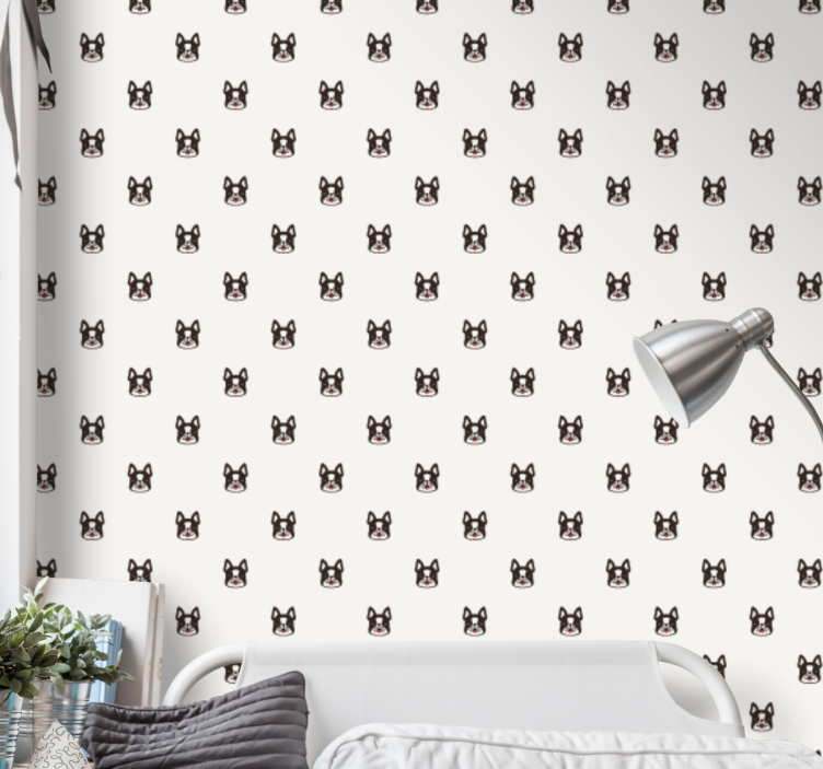 Feline Motif cute dog wallpaper - TenStickers