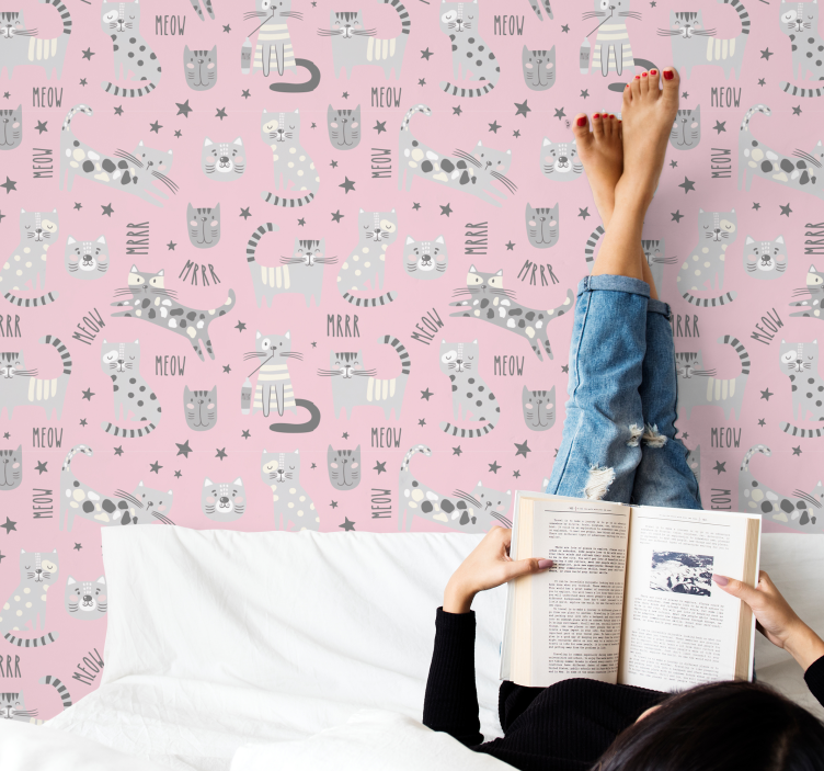 Feline Playtime cats wallpaper - TenStickers