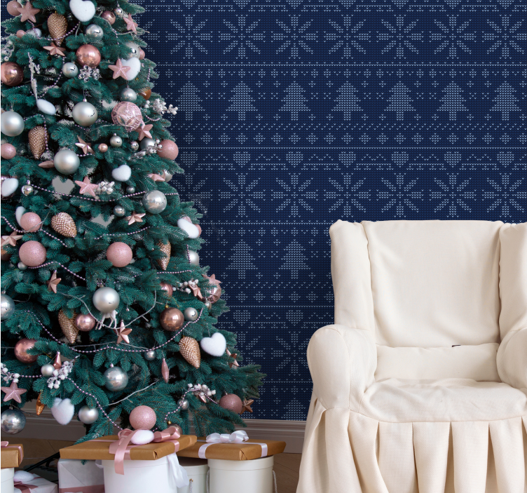 Festive Knit Pattern holiday christmas wallpaper - TenStickers