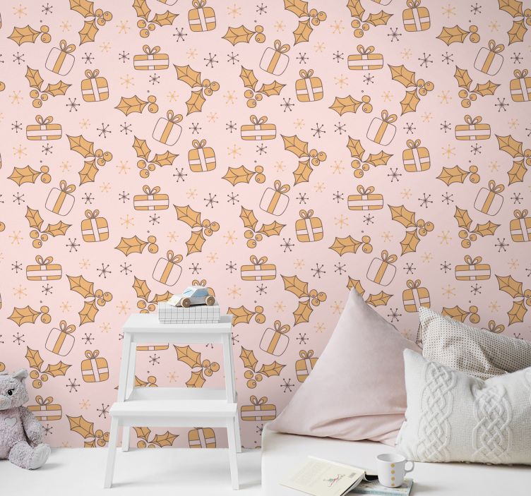 Festive Pattern holiday christmas wallpaper - TenStickers