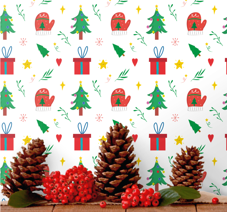 Festive Season Motifs holiday christmas wallpaper - TenStickers