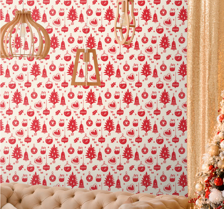 Festive Season Patterns holiday christmas wallpaper - TenStickers