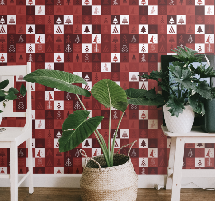 Festive Tree Patterns holiday christmas wallpaper - TenStickers