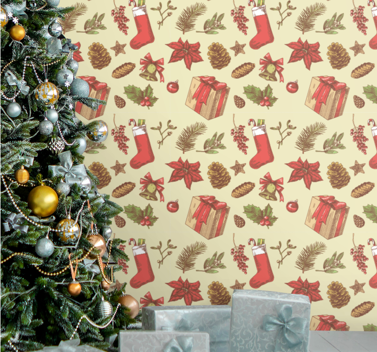 Festive Yuletide Design holiday christmas wallpaper - TenStickers