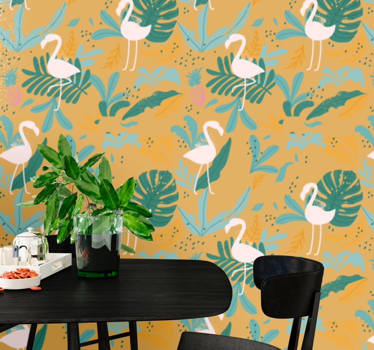 Flamingo Tropical animals wallpaper - TenStickers