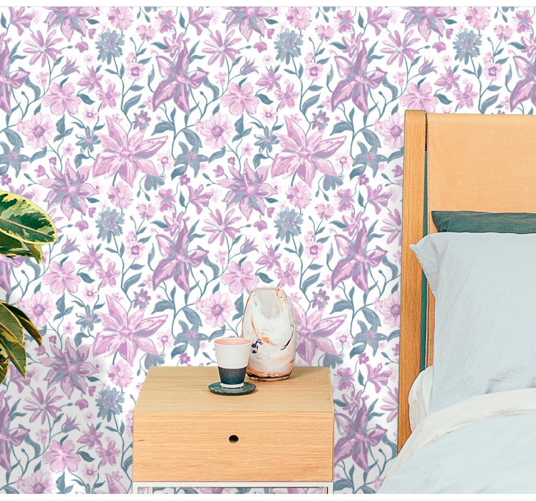 Floral Bedroom Ambiance flowers wallpaper - TenStickers
