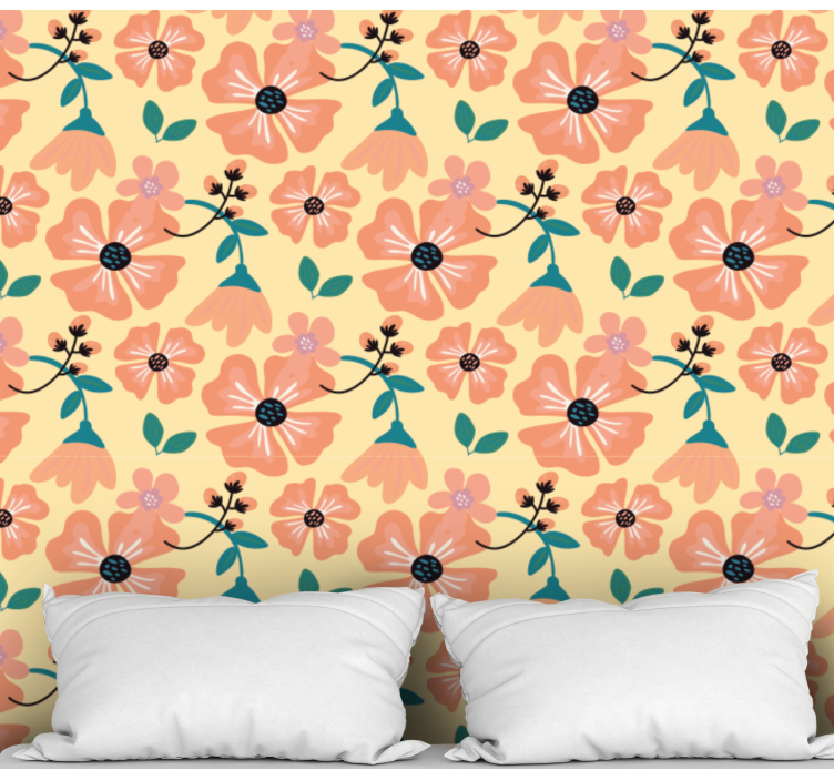 Floral Bloom Pattern flowers wallpaper - TenStickers