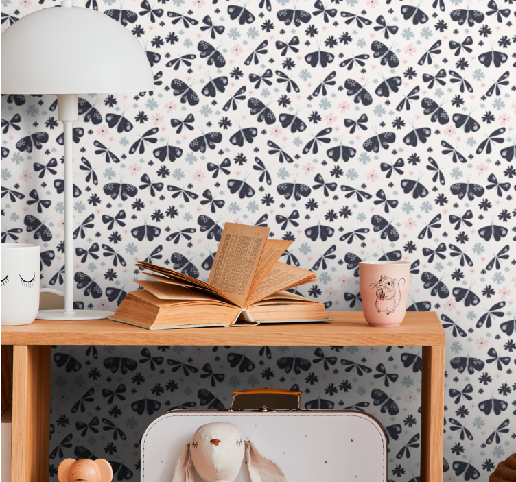 Floral bow patterns butterflies wallpaper - TenStickers