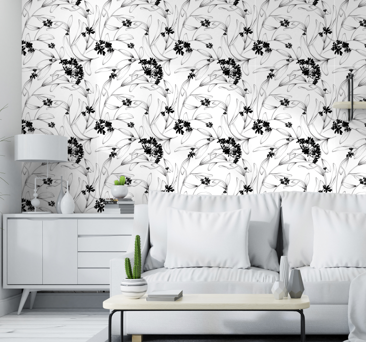 Floral Clustered Design flowers wallpaper - TenStickers