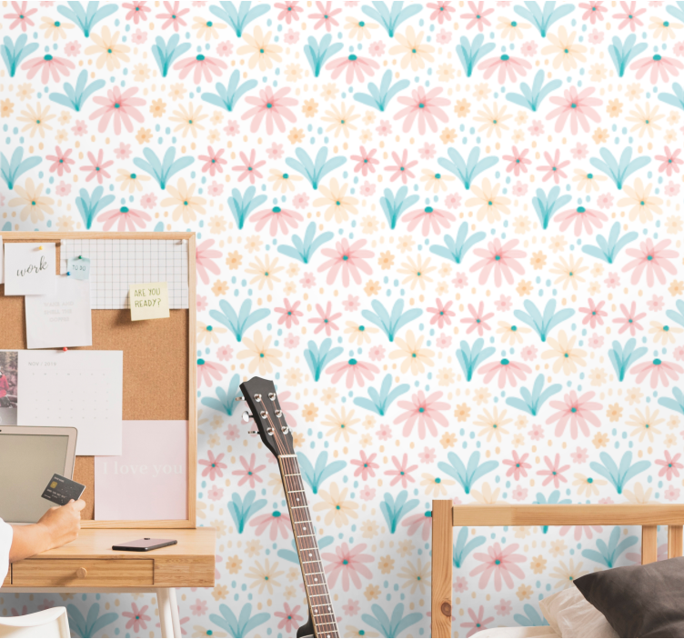 Floral Garden Vibes flowers wallpaper - TenStickers
