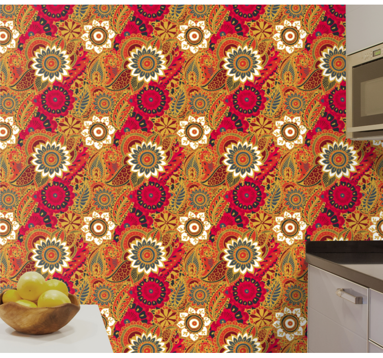 Floral Indian ornament flowery wallpaper - TenStickers