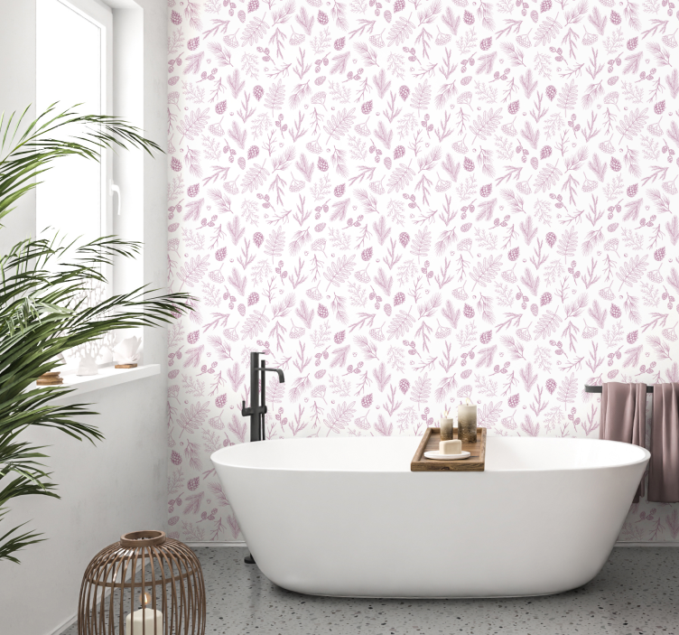 Floral Motif Design leaves wallpaper - TenStickers