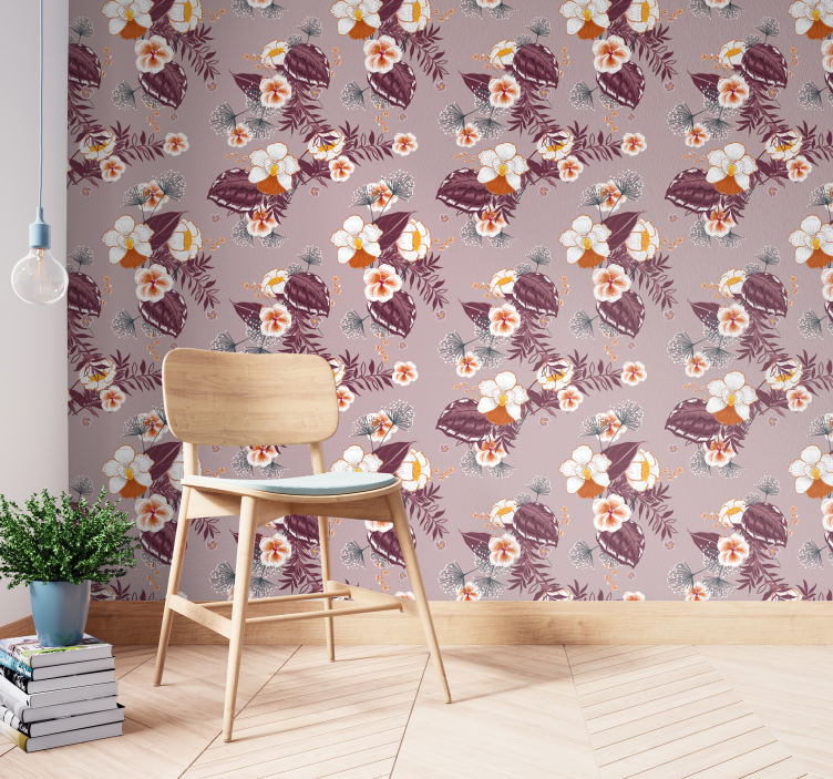 Floral Orchid Pattern flowers wallpaper - TenStickers