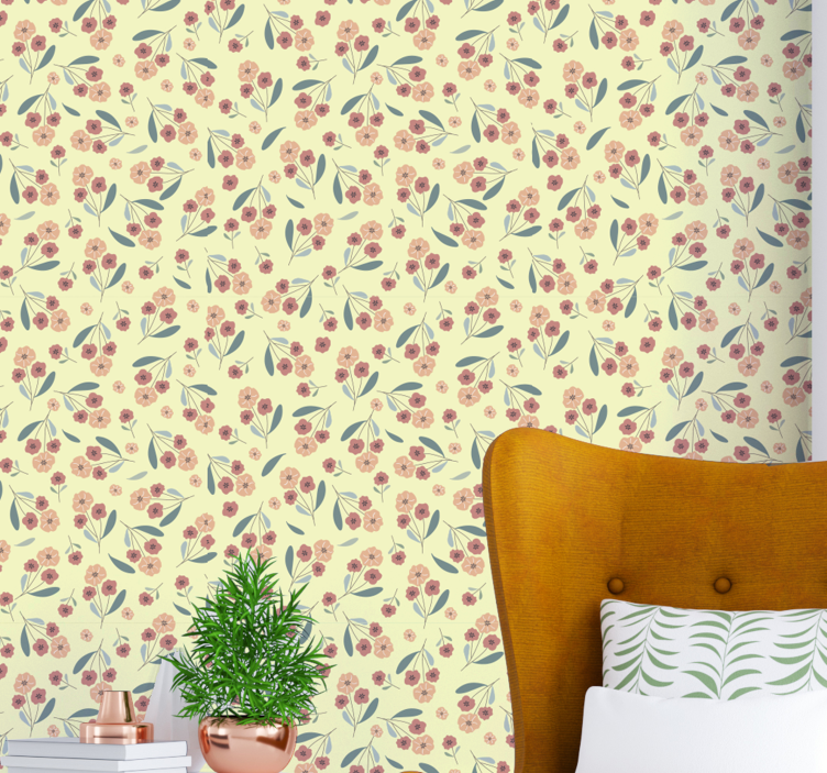 Floral Simplicity flowers wallpaper - TenStickers
