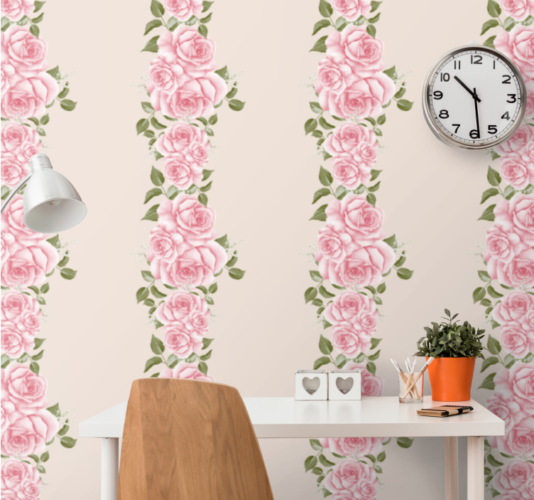 Floral Stripe Accent flowers wallpaper - TenStickers