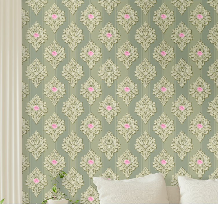 Floral wallpaper with rose floral accents - TenStickers