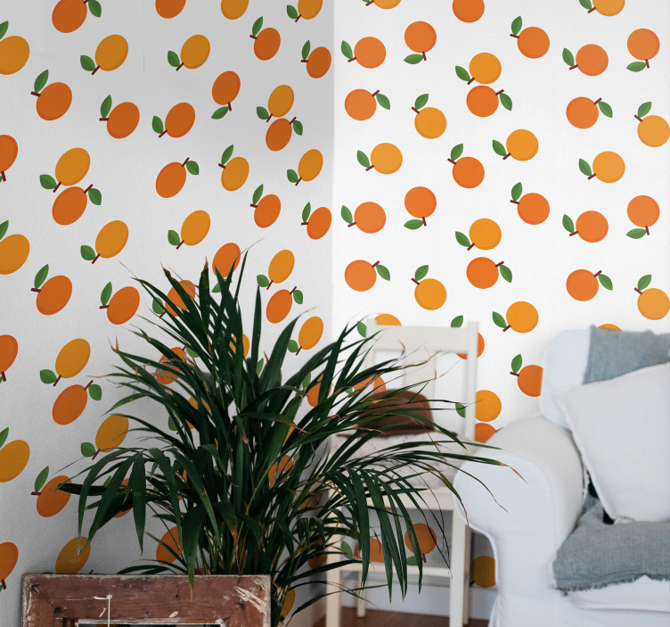 Fruit Motif Pattern flowers wallpaper - TenStickers