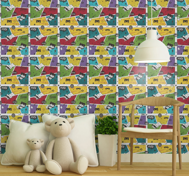 Cartoon characters wallpaper childrens room - TenStickers
