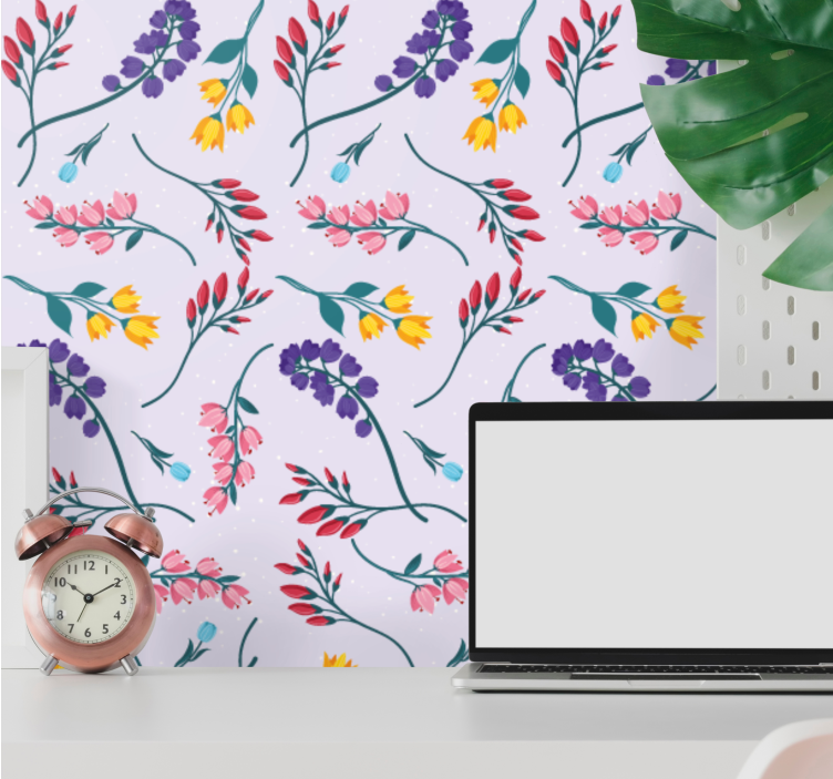 Garden minimalistic botanical flowers Wallpaper - TenStickers
