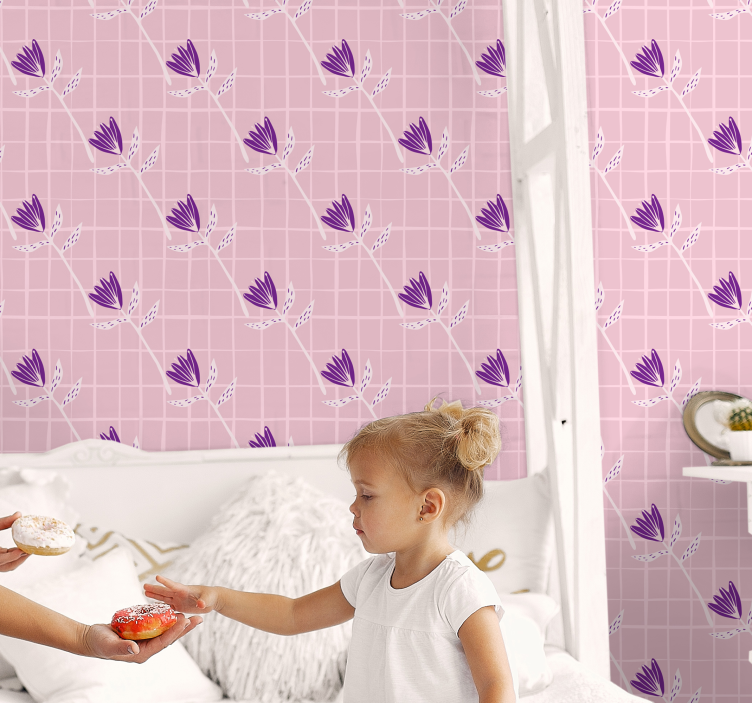 Geometric Floral Pattern wallpaper geometric - TenStickers