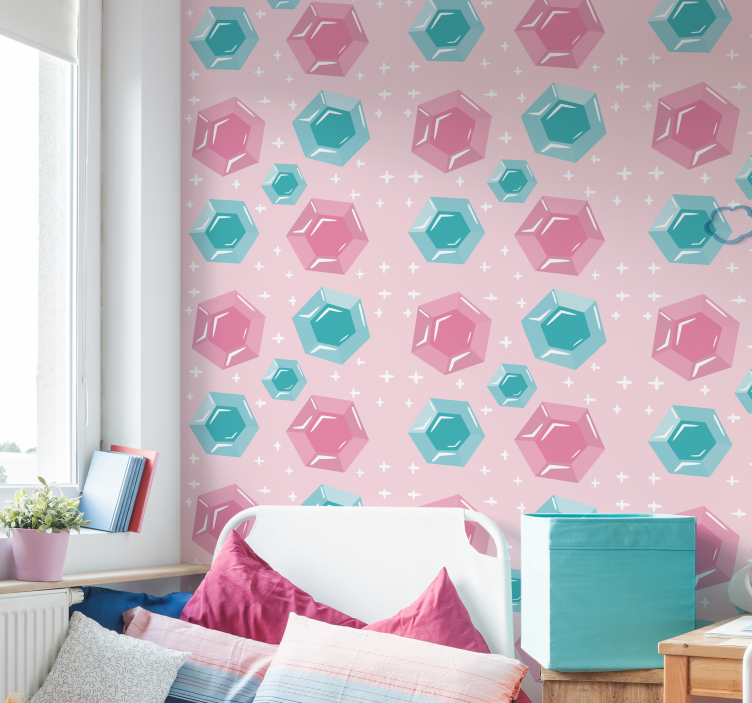 Geometric Jewel-Toned Gems wallpaper childrens room - TenStickers