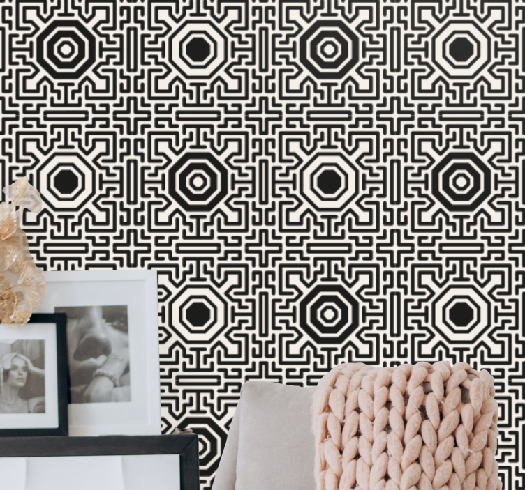 Geometric Maze Pattern wallpaper geometric - TenStickers