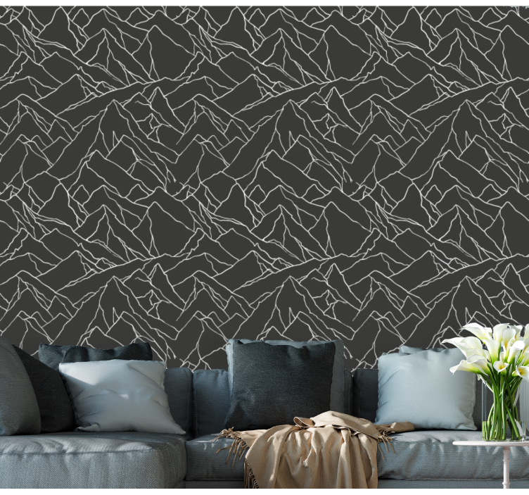 Geometric Mountains living area wallpaper - TenStickers