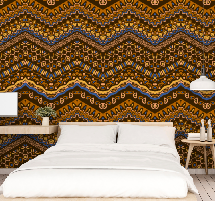 Geometric Pattern Waves art wallpaper - TenStickers