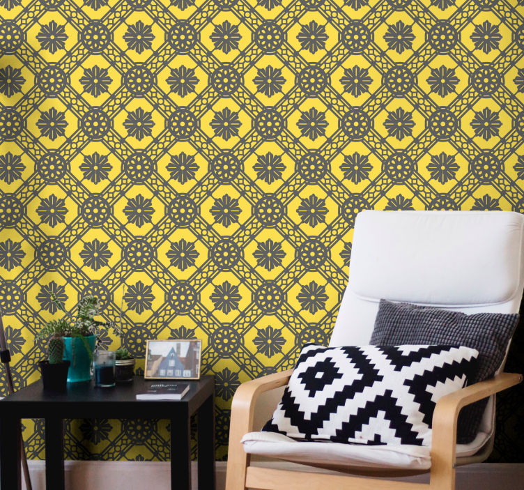 Geometric Patterned Accent wallpaper geometric - TenStickers