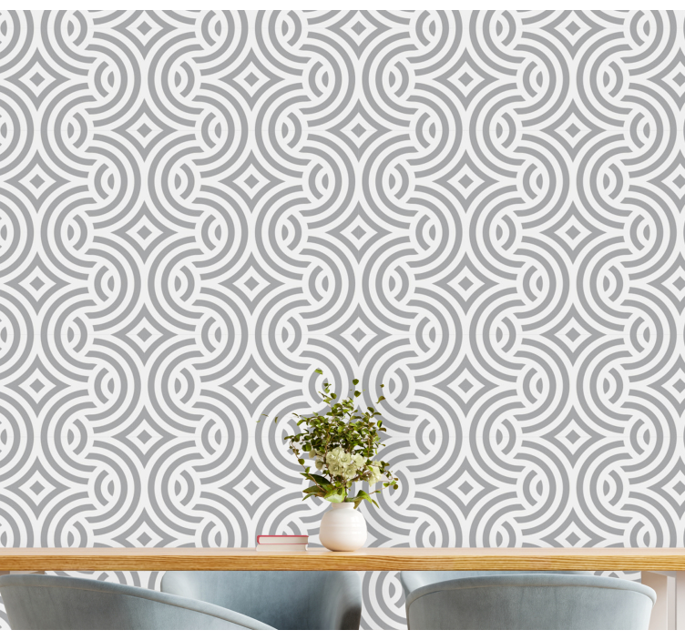 Geometric Spiral Patterns wallpaper for dining area - TenStickers