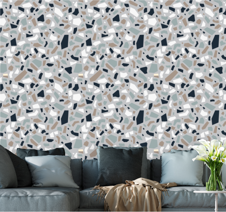 Gray elegant terrazzo textured wallpaper - TenStickers