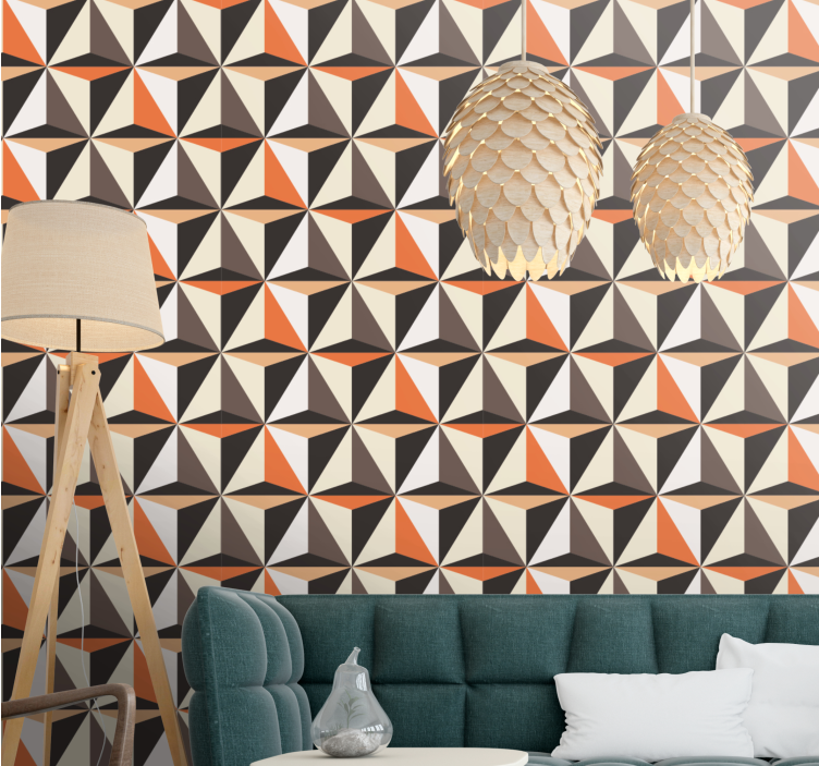 Geometric triangles arrangement living area wallpaper - TenStickers
