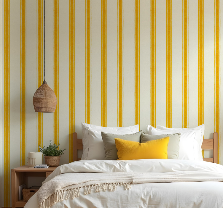 Geometric wallpaper vertical yellow lines - TenStickers