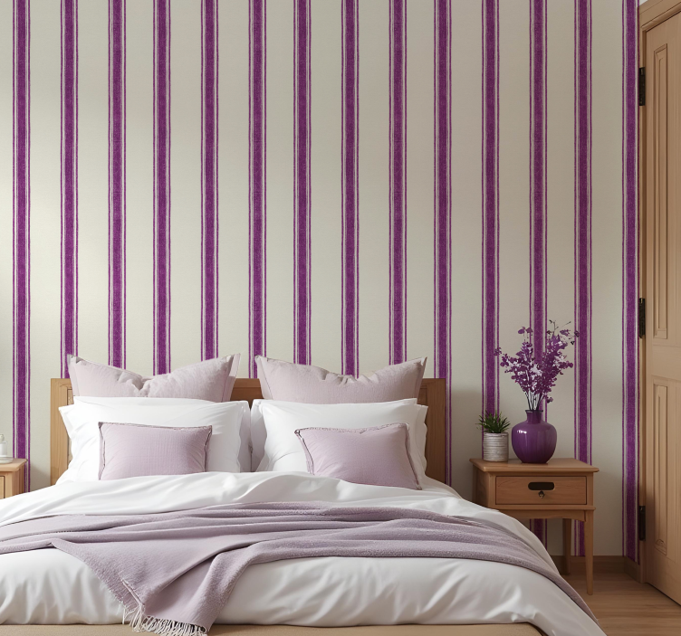 Geometric wallpaper with purple vertical lines - TenStickers