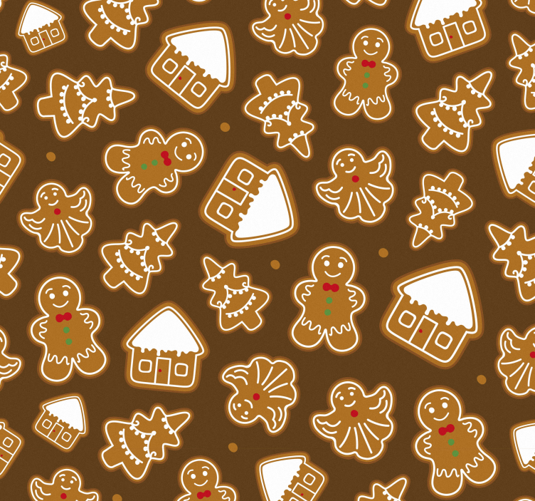 Gingerbread Patterns holiday christmas wallpaper - TenStickers
