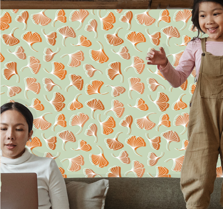 Gingko Leaf Pattern leaves wallpaper - TenStickers