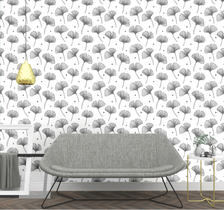 Ginkgo Biloba Pattern leaves wallpaper - TenStickers