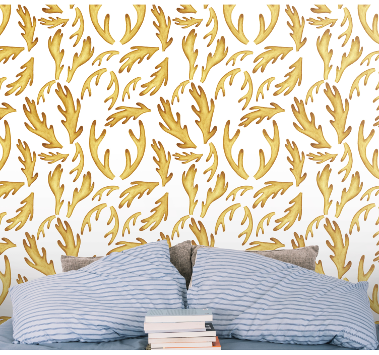 Golden Foliage Pattern leaves wallpaper - TenStickers