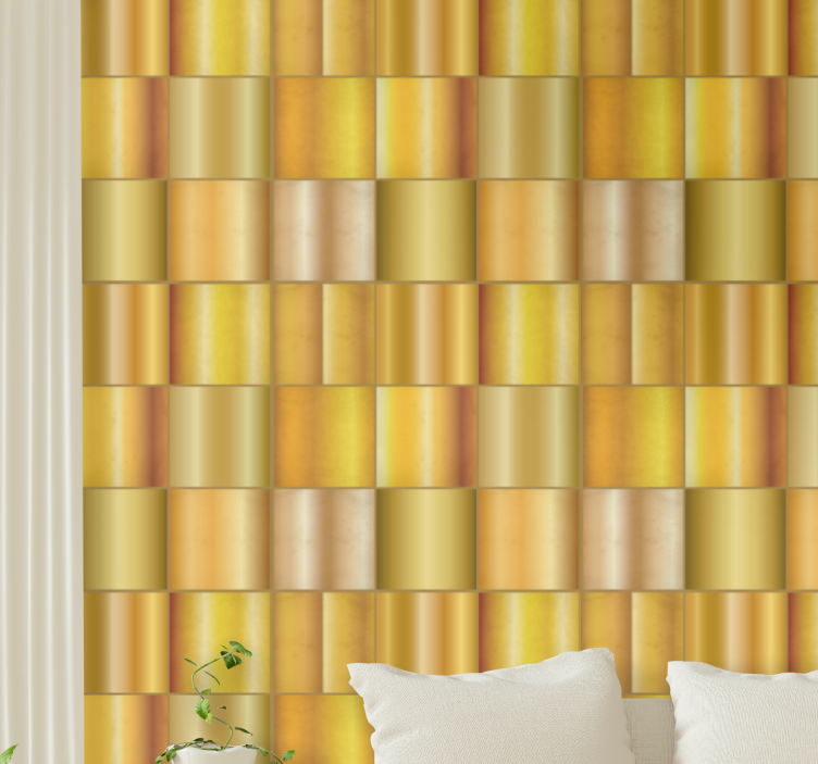 Golden geometric pattern textured wallpaper - TenStickers