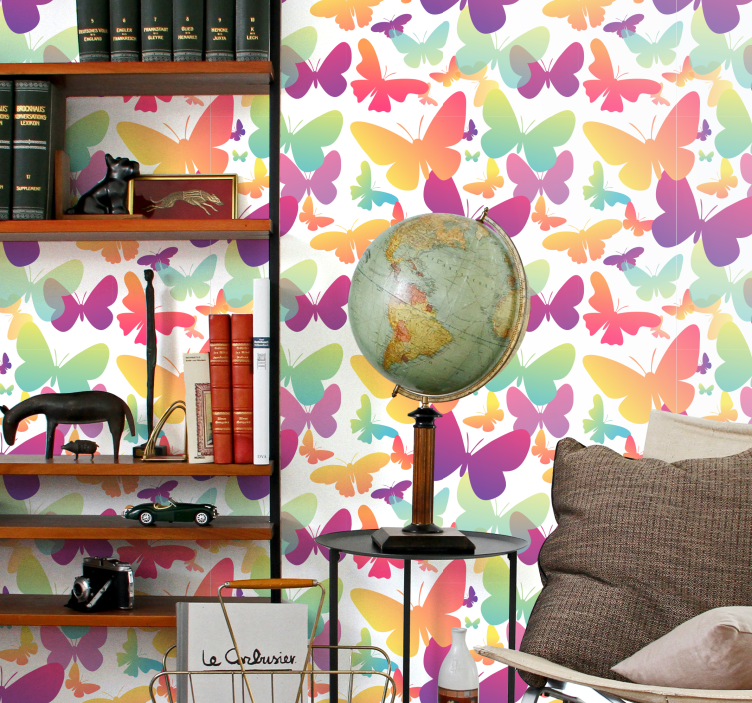 Gradient butterflies Wallpaper - TenStickers
