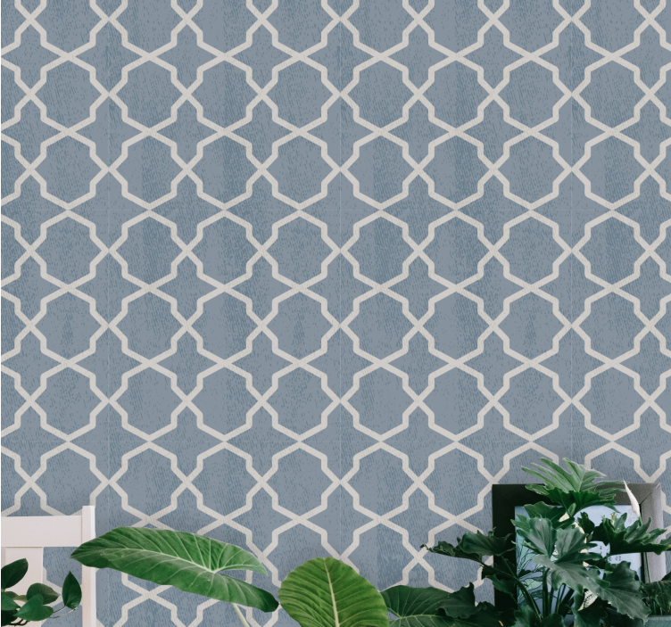 Gray Hamptons pattern flower wallpaper - TenStickers