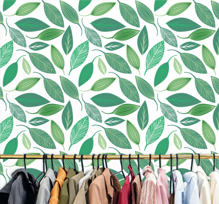 Green Botanical Elements leaves wallpaper - TenStickers